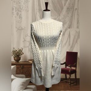 Cream cable knit sweater dress